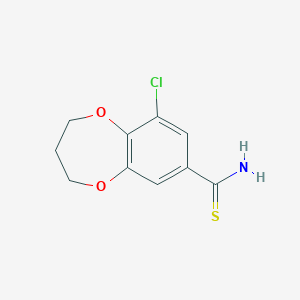 molecular formula C10H10ClNO2S B15322153 9-chloro-3,4-dihydro-2H-1,5-benzodioxepine-7-carbothioamide 