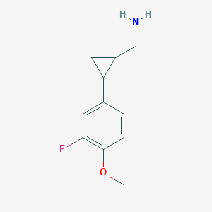 molecular formula C11H14FNO B15322167 (2-(3-Fluoro-4-methoxyphenyl)cyclopropyl)methanamine 