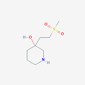 molecular formula C8H17NO3S B15322429 3-(2-(Methylsulfonyl)ethyl)piperidin-3-ol 