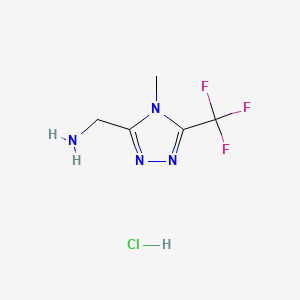 molecular formula C5H8ClF3N4 B15322614 1-[4-methyl-5-(trifluoromethyl)-4H-1,2,4-triazol-3-yl]methanamine hydrochloride 