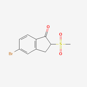 molecular formula C10H9BrO3S B15322619 5-bromo-2-methanesulfonyl-2,3-dihydro-1H-inden-1-one 