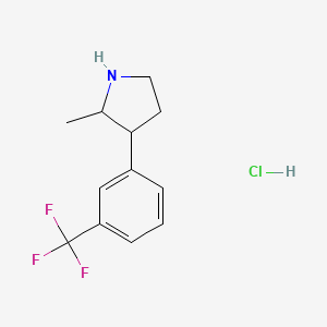 molecular formula C12H15ClF3N B15322649 2-Methyl-3-[3-(trifluoromethyl)phenyl]pyrrolidine hydrochloride 