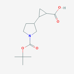 molecular formula C13H21NO4 B15322665 2-{1-[(Tert-butoxy)carbonyl]pyrrolidin-3-yl}cyclopropane-1-carboxylic acid 