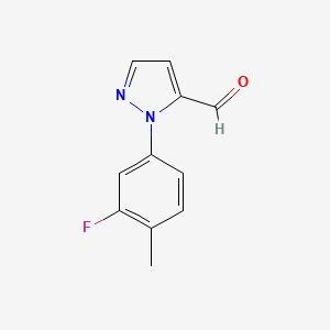 molecular formula C11H9FN2O B15322727 1-(3-fluoro-4-methylphenyl)-1H-pyrazole-5-carbaldehyde 