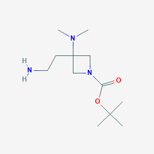 molecular formula C12H25N3O2 B15322784 Tert-butyl 3-(2-aminoethyl)-3-(dimethylamino)azetidine-1-carboxylate 