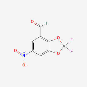 molecular formula C8H3F2NO5 B15323175 2,2-Difluoro-6-nitro-1,3-dioxaindane-4-carbaldehyde 