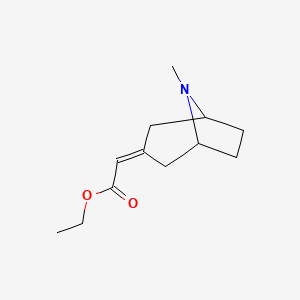 molecular formula C12H19NO2 B15323332 Acetic acid, (8-methyl-8-azabicyclo[3.2.1]oct-3-ylidene)-, ethyl ester CAS No. 2858-77-7