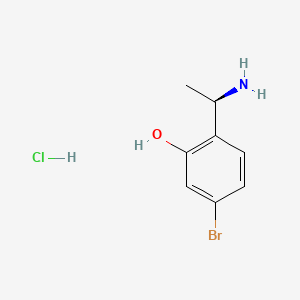 molecular formula C8H11BrClNO B15323392 2-[(1R)-1-aminoethyl]-5-bromophenolhydrochloride 