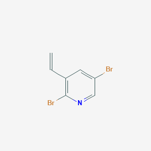 molecular formula C7H5Br2N B15323487 2,5-Dibromo-3-vinylpyridine 