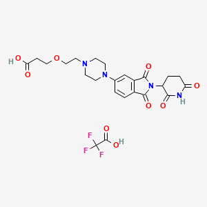 molecular formula C24H27F3N4O9 B15323495 3-(2-{4-[2-(2,6-dioxopiperidin-3-yl)-1,3-dioxo-2,3-dihydro-1H-isoindol-5-yl]piperazin-1-yl}ethoxy)propanoic acid, trifluoroacetic acid 