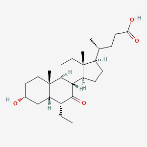 B1532352 (R)-4-((3R,5S,6R,8S,9S,10S,13R,14S,17R)-6-ethyl-3-hydroxy-10,13-dimethyl-7-oxohexadecahydro-1H-cyclopenta[a]phenanthren-17-yl)pentanoic acid CAS No. 915038-26-5