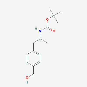 molecular formula C15H23NO3 B15323526 tert-butylN-{1-[4-(hydroxymethyl)phenyl]propan-2-yl}carbamate 