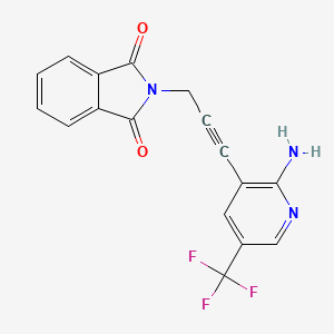 molecular formula C17H10F3N3O2 B1532362 2-{3-[2-amino-5-(trifluoromethyl)-3-pyridinyl]-2-propynyl}-1H-isoindole-1,3(2H)-dione CAS No. 1221792-28-4