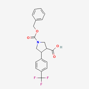 molecular formula C20H18F3NO4 B15323695 1-((Benzyloxy)carbonyl)-4-(4-(trifluoromethyl)phenyl)pyrrolidine-3-carboxylic acid 