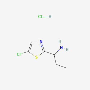 molecular formula C6H10Cl2N2S B15323698 1-(5-Chloro-1,3-thiazol-2-yl)propan-1-amine hydrochloride 