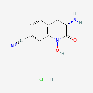 molecular formula C10H10ClN3O2 B15323845 (3S)-3-amino-1-hydroxy-2-oxo-1,2,3,4-tetrahydroquinoline-7-carbonitrilehydrochloride 