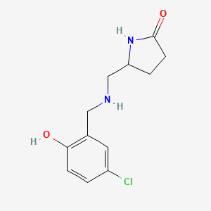 molecular formula C12H15ClN2O2 B15323853 5-(((5-Chloro-2-hydroxybenzyl)amino)methyl)pyrrolidin-2-one 