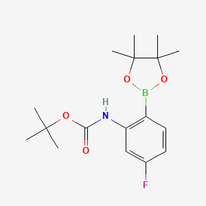 molecular formula C17H25BFNO4 B1532386 叔丁基 5-氟-2-(4,4,5,5-四甲基-1,3,2-二氧杂硼环-2-基)苯基氨基甲酸酯 CAS No. 1186637-38-6