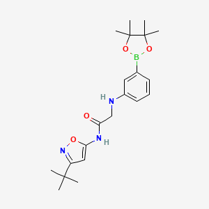 molecular formula C21H30BN3O4 B15323940 N-(3-tert-butyl-1,2-oxazol-5-yl)-2-{[3-(4,4,5,5-tetramethyl-1,3,2-dioxaborolan-2-yl)phenyl]amino}acetamide 