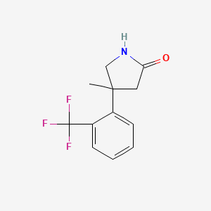 molecular formula C12H12F3NO B15324045 4-Methyl-4-[2-(trifluoromethyl)phenyl]pyrrolidin-2-one 