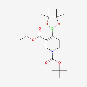 molecular formula C19H32BNO6 B1532409 1-Tert-butyl 3-ethyl 4-(4,4,5,5-tetramethyl-1,3,2-dioxaborolan-2-YL)-5,6-dihydropyridine-1,3(2H)-dicarboxylate CAS No. 1194488-90-8