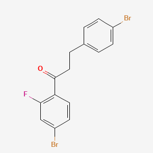 molecular formula C15H11Br2FO B1532410 1-(4-溴-2-氟苯基)-3-(4-溴苯基)丙酮 CAS No. 898761-78-9