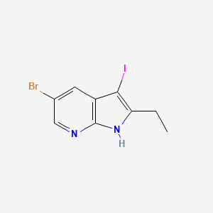 molecular formula C9H8BrIN2 B1532420 5-Bromo-2-ethyl-3-iodo-1H-pyrrolo[2,3-b]pyridine CAS No. 1228666-12-3