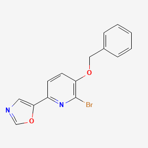 molecular formula C15H11BrN2O2 B1532425 5-(5-(苄氧基)-6-溴吡啶-2-基)恶唑 CAS No. 1228666-35-0