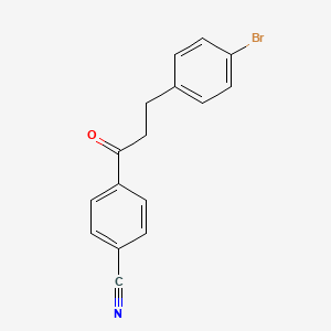 molecular formula C16H12BrNO B1532426 3-(4-溴苯基)-4'-氰代丙基苯甲酮 CAS No. 898761-09-6