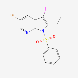 molecular formula C15H12BrIN2O2S B1532431 5-溴-2-乙基-3-碘-1-(苯磺酰基)-1H-吡咯并[2,3-b]吡啶 CAS No. 1246088-48-1