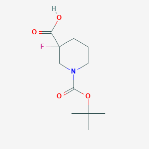 molecular formula C11H18FNO4 B1532440 1-(Tert-butoxycarbonyl)-3-fluoropiperidine-3-carboxylic acid CAS No. 934342-39-9