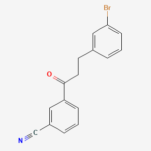 molecular formula C16H12BrNO B1532455 3-(3-溴苯基)-3'-氰基丙基苯甲酮 CAS No. 898782-12-2