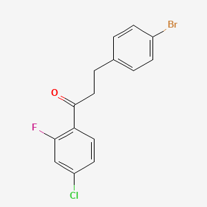 molecular formula C15H11BrClFO B1532466 3-(4-Bromophenyl)-1-(4-chloro-2-fluorophenyl)propan-1-one CAS No. 898761-84-7