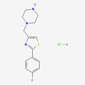 molecular formula C14H17ClFN3S B1532546 1-{[2-(4-Fluorophenyl)-1,3-thiazol-4-yl]methyl}piperazine hydrochloride CAS No. 1251923-26-8