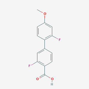 molecular formula C14H10F2O3 B1532547 2-Fluoro-4-(2-fluoro-4-methoxyphenyl)benzoic acid CAS No. 1184815-91-5