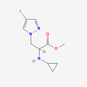 molecular formula C10H14IN3O2 B15325593 Methyl 2-(cyclopropylamino)-3-(4-iodo-1h-pyrazol-1-yl)propanoate 