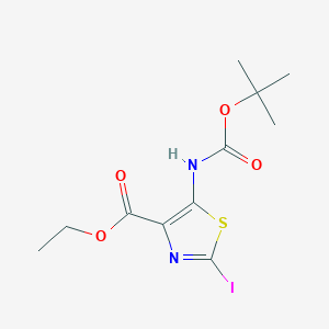 molecular formula C11H15IN2O4S B1532568 Ethyl 5-((tert-butoxycarbonyl)amino)-2-iodothiazole-4-carboxylate CAS No. 1206630-28-5