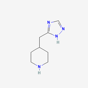 molecular formula C8H14N4 B15325731 4-((1h-1,2,4-Triazol-5-yl)methyl)piperidine 