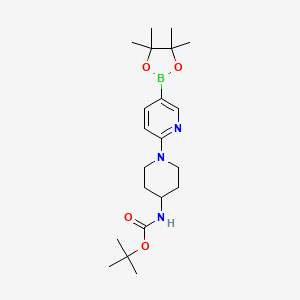 molecular formula C21H34BN3O4 B1532610 叔丁酸（1-（5-（4,4,5,5-四甲基-1,3,2-二氧杂硼烷-2-基）吡啶-2-基）哌啶-4-基）氨基甲酸酯 CAS No. 1042917-44-1