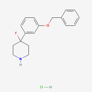 molecular formula C18H21ClFNO B1532616 4-(3-benzyloxyphenyl)-4-fluoropiperidine Hydrochloride CAS No. 1345610-19-6
