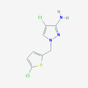 molecular formula C8H7Cl2N3S B15326463 4-Chloro-1-((5-chlorothiophen-2-yl)methyl)-1h-pyrazol-3-amine 