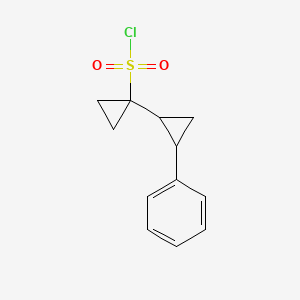 molecular formula C12H13ClO2S B15326532 1-(2-Phenylcyclopropyl)cyclopropane-1-sulfonyl chloride 