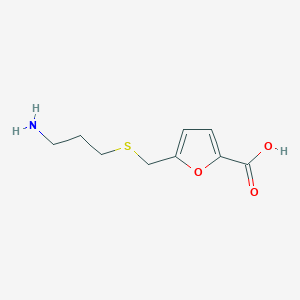 molecular formula C9H13NO3S B15326535 5-(((3-Aminopropyl)thio)methyl)furan-2-carboxylic acid 