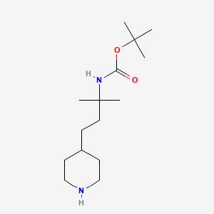 molecular formula C15H30N2O2 B15326551 tert-butylN-[2-methyl-4-(piperidin-4-yl)butan-2-yl]carbamate 