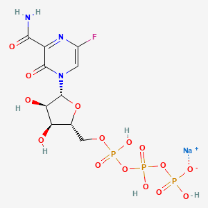 ((2R,3S,4R,5R)-5-(3-Carbamoyl-5-fluoro-2-oxopyrazin-1(2H)-yl)-3,4-dihydroxytetrahydrofuran-2-yl)methyl tetrahydrogen triphosphate xsodium salt