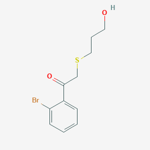 molecular formula C11H13BrO2S B15326628 1-(2-Bromophenyl)-2-((3-hydroxypropyl)thio)ethan-1-one 