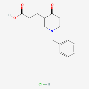 molecular formula C15H20ClNO3 B1532666 3-(1-Benzyl-4-oxopiperidin-3-yl)propanoic acid hydrochloride CAS No. 1263094-09-2
