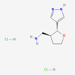 molecular formula C8H15Cl2N3O B15326668 [(2R,3S)-2-(1H-pyrazol-4-yl)oxolan-3-yl]methanamine;dihydrochloride 