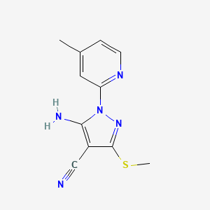molecular formula C11H11N5S B1532693 5-amino-1-(4-methylpyridin-2-yl)-3-(methylsulfanyl)-1H-pyrazole-4-carbonitrile CAS No. 1285256-32-7