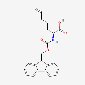 molecular formula C22H23NO4 B1532694 (R)-2-((((9H-Fluoren-9-yl)methoxy)carbonyl)amino)hept-6-enoic acid CAS No. 1093645-21-6
